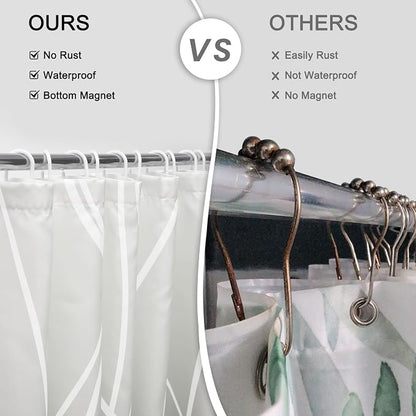 Striped Shower Curtain for Bathroom, Ombre Dark Grey, 72" W x 72" L | with Hooks, Modern Hotel Style, Water Repellent, Washable, Weighted Hem