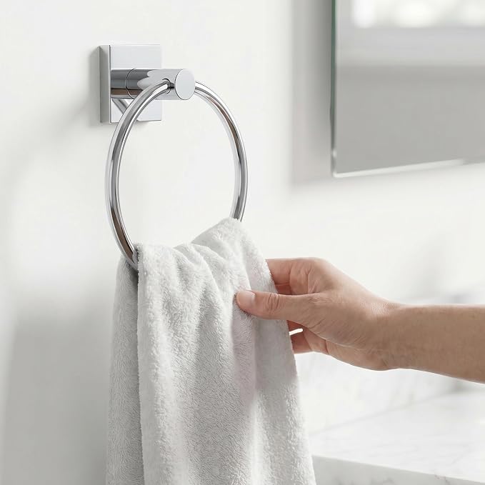 24-Inch Wall Mounted Towel Racks for Bathroom – Space Saver 4-Piece Durable Stainless Steel Bathroom Hardware Set with Towel Bar, Towel Ring, Toilet Paper Holder & Hook, Chrome