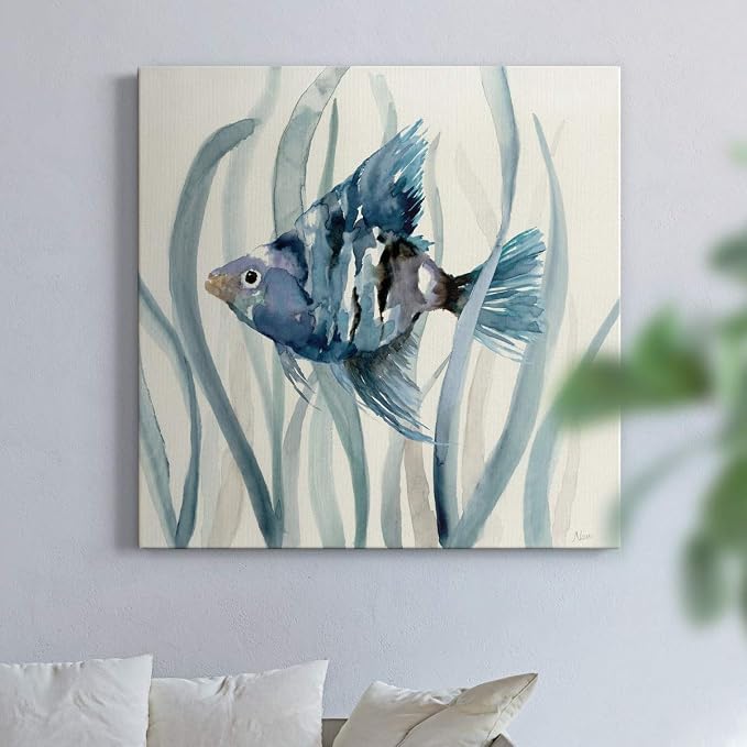 Renditions Gallery Fish in Seagrass II Wall Art, Premium Gallery Wrapped Canvas Decor, Ready to Hang, 32 in H x 32 in W, Made in America Print
