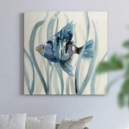 Renditions Gallery Fish in Seagrass II Wall Art, Premium Gallery Wrapped Canvas Decor, Ready to Hang, 32 in H x 32 in W, Made in America Print