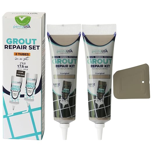 Premixed Tile Grout Repair- Warm Taupe 2-Pack (17.6oz/500g) | Acrylic sanded formula, for bathroom shower kitchen tile, water-resistant, 24-hour cure, 58 sq ft, value 2-pack