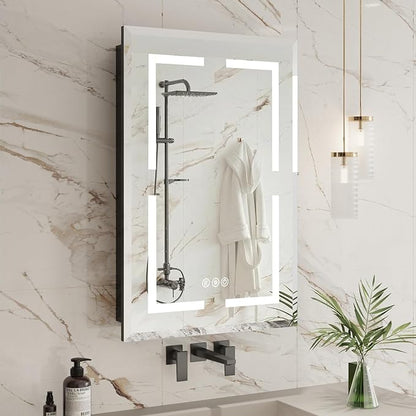 Medicine Cabinet, LED Mirror Cabinet for Bathroom with 3-Color with Mirror Defog, Recessed or Surfaced Wall-Mounted (20X30)