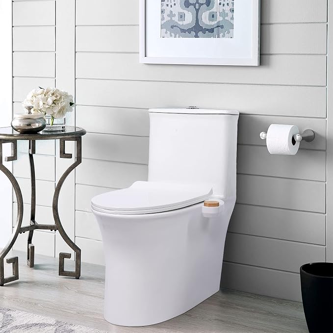 Bidet Toilet Seat Attachment - Self Cleaning Water Sprayer +Adjustable Pressure Nozzle, Easy Install (Cold Water Classic, White/Bamboo)