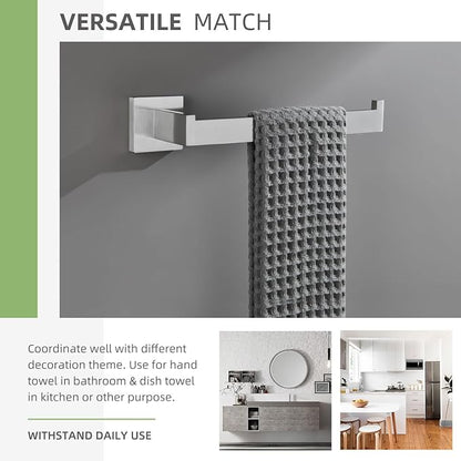 Angle Simple Hand Towel Holder Brushed Nickel, Bathroom Towel Bar 10.24" | Sturdy SUS304 Stainless Steel, Square Hanger with Open Arm, Space Saving Home Decor, Screws Mounted