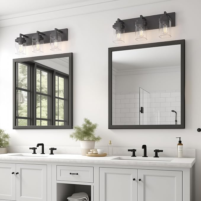 Bathroom Vanity Light, 3 Lights Morden Bathroom Lighting Fixtures Over Mirror, Black Bathroom Light Fixtures for Bathroom