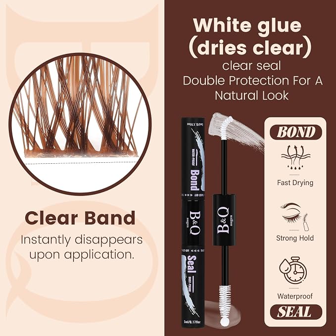 B&Q Brown Lash Clusters Kit Natural Mochalash Clusters 02, Wispy Eyelash Clusters Kit C-Curl Cluster Eyelash Extensions 8-16mm Brown Lash Eyelashes Kit for Fair/Dark Hair(Mochalash 02 Set)
