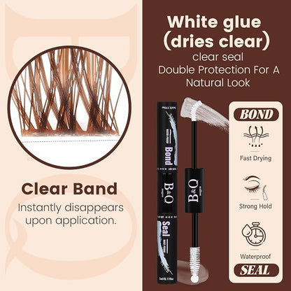 B&Q Brown Lash Clusters Kit Natural Mochalash Clusters 02, Wispy Eyelash Clusters Kit C-Curl Cluster Eyelash Extensions 8-16mm Brown Lash Eyelashes Kit for Fair/Dark Hair(Mochalash 02 Set)