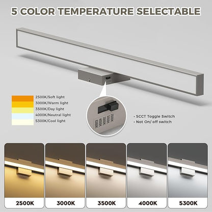 Joosenhouse LED Bathroom Vanity Light 5CCT Dimmable Bathroom Light Fixture | Modern Vanity Lights Bar 32.28 Inch Brushed Nickel Wall Light