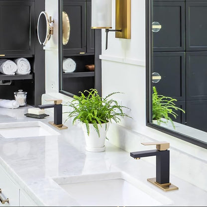 Black and Gold Bathroom Faucet ARCORA Black Gold Faucet for Bathroom Sink Modern Single Hole Bathroom Faucet with cUPC Supply Lines and Pop Up Drain