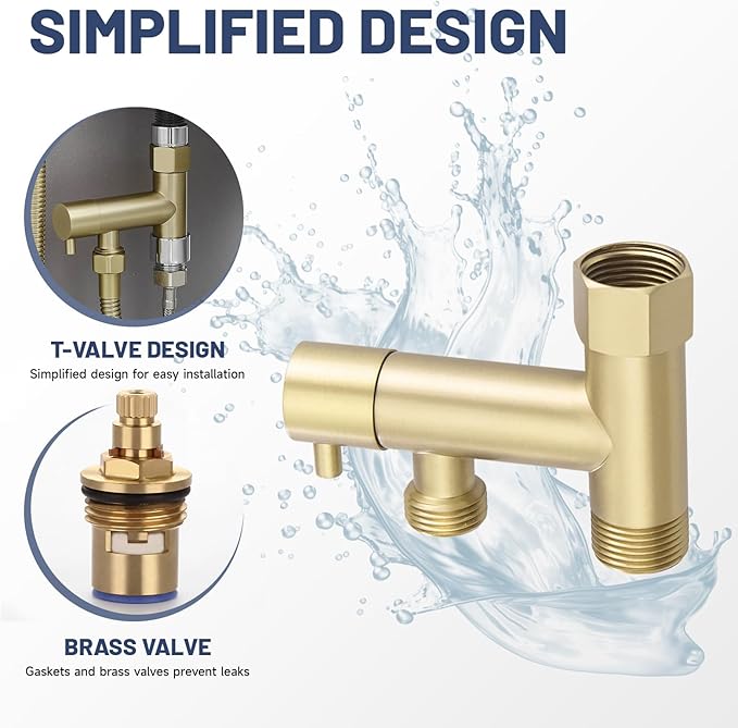 Bidet Sprayer for Toilet Brushed Gold Bidet Attachment for Toilet with Adjustable Pressure Control 3”-11” Spray Reach Brass Cloth Diaper Sprayer