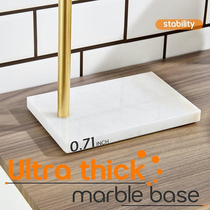 Hand Towel Bar for Bathroom Vanity Countertop 1-Tier Towel Holder Free Stand with Heavy Marble Base Thicken Steady, Gold Stainless Steel AN7002GD