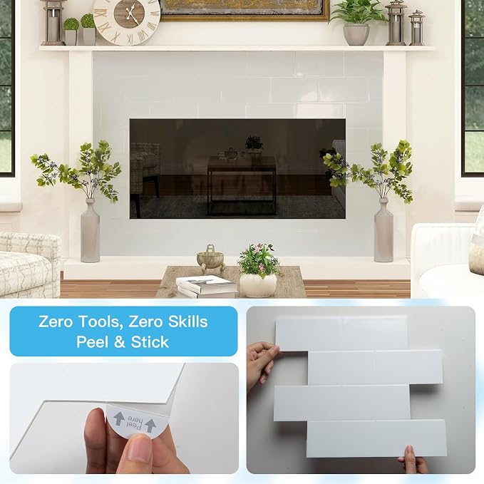Art3d Faux Ceramic Subway Tile Peel and Stick Backsplash, 10-Pack, White | 12.6 x 10.6 in, Thickened Design, Heavy-Duty, Strong Adhesive, for Kitchen, Bedroom, Countertop Decor, Ideal for Home Upgrade