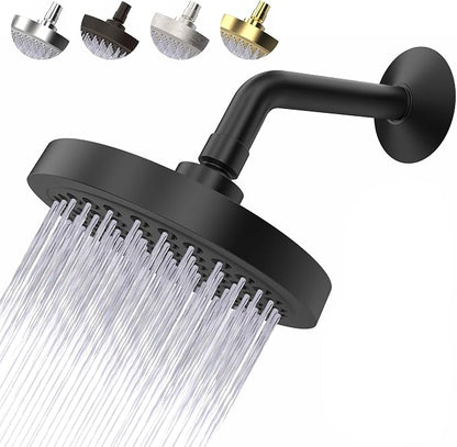 CircleSplash Shower Head - High Pressure 2.5 GPM - Matte Black | Anti-clog silicone nozzles, removable restrictor, easy-clean fixed replacement