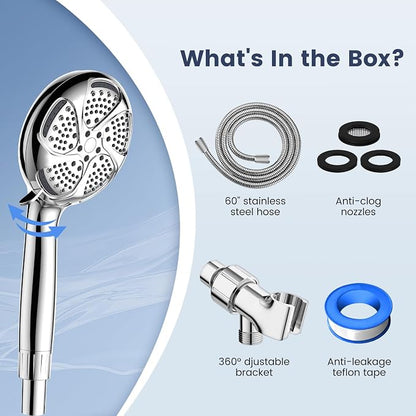 FEELSO Filtered Shower Head with Handheld, High Pressure 7-Spray Showerhead | Shower Filter Head for Hard Water, Remove Chlorine, Reduce Dry Itchy Skin, Anti-clog Nozzles, Power Wash to Clean Tub&Pet