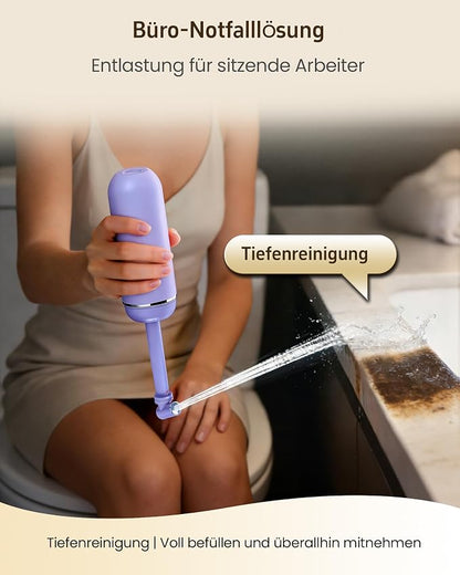 Portable Bidet for Travel & Camping - Manual Squeeze Peri Bottle Handheld | 3 Leak-Proof Seals | BPA-Free | Feminine Hygiene Care | Postpartum | Extendable Sprayer with Nozzle | for Men&Women-Purple