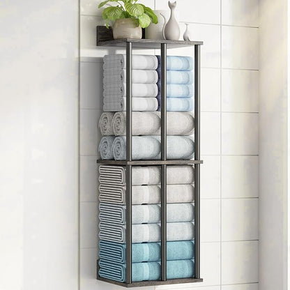 Large Capacity Three-layer Towel Racks for Bathroom Wall Mounted, Updated 3 Bar bath Towel Holder for Bathroom, Bath Towel Rack for Wall Mounted, Metal Small Bathrooms Towel Storage Rack, Black Walnut
