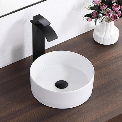 Bathroom Sink 12 Inch Round Vessel Sink Above Counter Porcelain Ceramic Small Sink Bowl Ceramic Vessel Sinks for Bathrooms Ideal for Small Space (12.2"x12.2"x4.3")