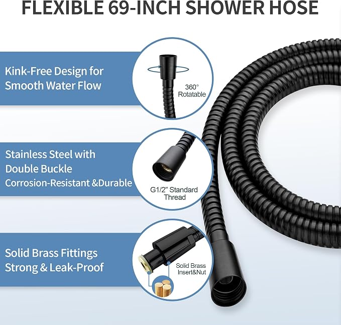 BRIGHT SHOWERS Slide Bar Shower Set with Handheld Shower Head, ADA-Compliant Stainless Steel Grab Bar, Adjustable Height and 69-Inch Hose, Oil Rubbed Bronze