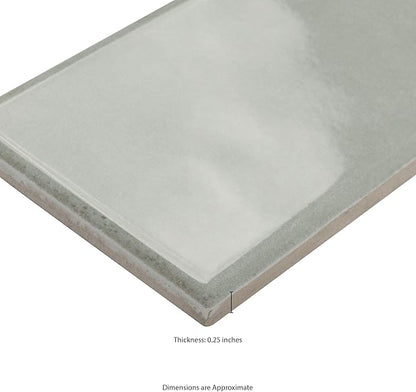 MSI Renzo Jade 3" x 3" Glossy Ceramic Subway Wall Tile, Bathroom & Kitchen, 1 Count, 1 Piece, Sample