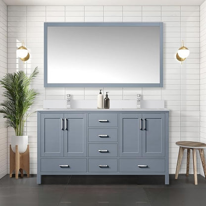 Jacques 60 in. W x 22 in. D Dark Grey Double Bath Vanity and White Quartz Top