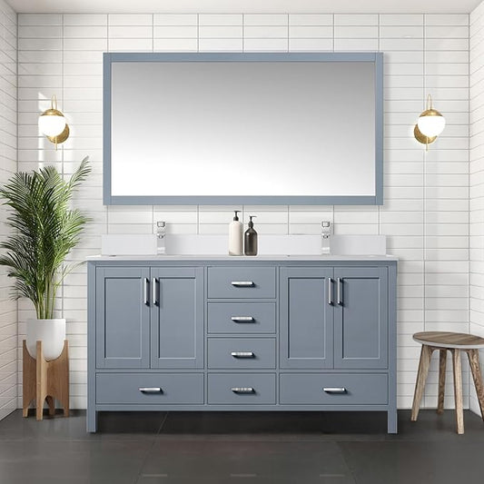 Jacques 60 in. W x 22 in. D Dark Grey Double Bath Vanity and White Quartz Top
