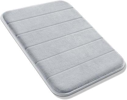 Yimobra Memory Foam Bath Mat, Super Soft Absorbent Bathroom Rug Non Slip, Quick Dry, Machine Washable Floor Carpet for Tub Shower, Home Decor Accessories, 24x17, Silver