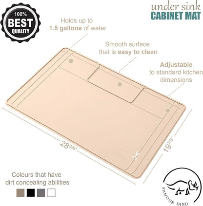 The Original Under Sink Mat - Silicone Waterproof mat, Trimmable, Easy to Clean, Kitchen cabinet liner, Under sink protector mats, Drip Tray with Lip - 28" x 19" or smaller