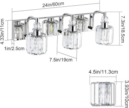 Ralbay Crystal Vanity Light Fixtures 3 Light Modern Crystal Bathroom Lights Fixtures Over Mirror Stainless Steel Chrome Vanity Light for Bathroom Wall Lights Fixtures