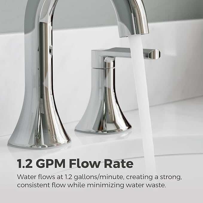 Pfister Vaneri Bathroom Sink Faucet, 8-Inch Widespread, 2-Handle, 3-Hole, NSF Certified, Polished Chrome Finish, LF049VRICC