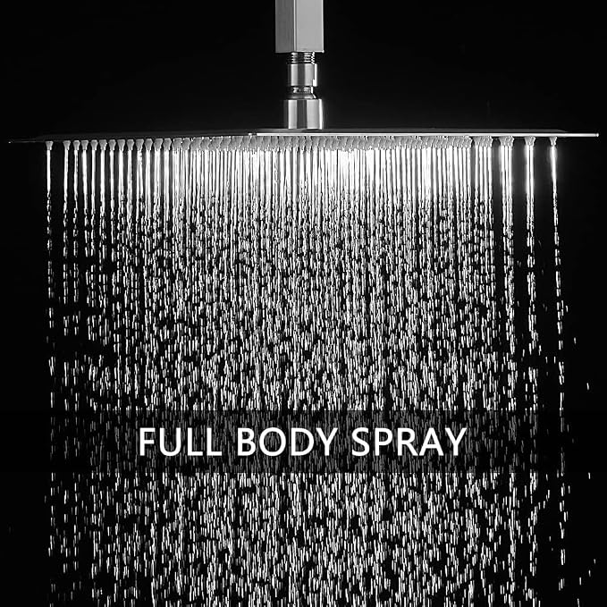 Shower Faucet Set Brushed Nickel 12 Inch Ceiling Mount Rainfall Shower System with 2 Rain Shower Head and Handheld Head Push Button Diverter Shower Trim Kit and Rough-in Valve Body