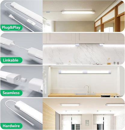 4FT Plug in Shop Light 2PCS, 5000K Linkable 36W Workbench Light, LED Tube Lights with Plug, 4500 LM Ceiling Closet Lighting for Laundry Garage Basement Kitchen | LED Tube Lights with Plug, 4500 LM Ceiling Closet Lighting for Laundry Garage Basement Kit...