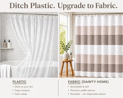 Dainty Home Waffle Weave Waterproof Shower Curtains for Bathroom Clearance, Natural Taupe 70" x 72", Clearance Shower Curtains, Bath Curtains, Shower Curtain Waterproof Fabric