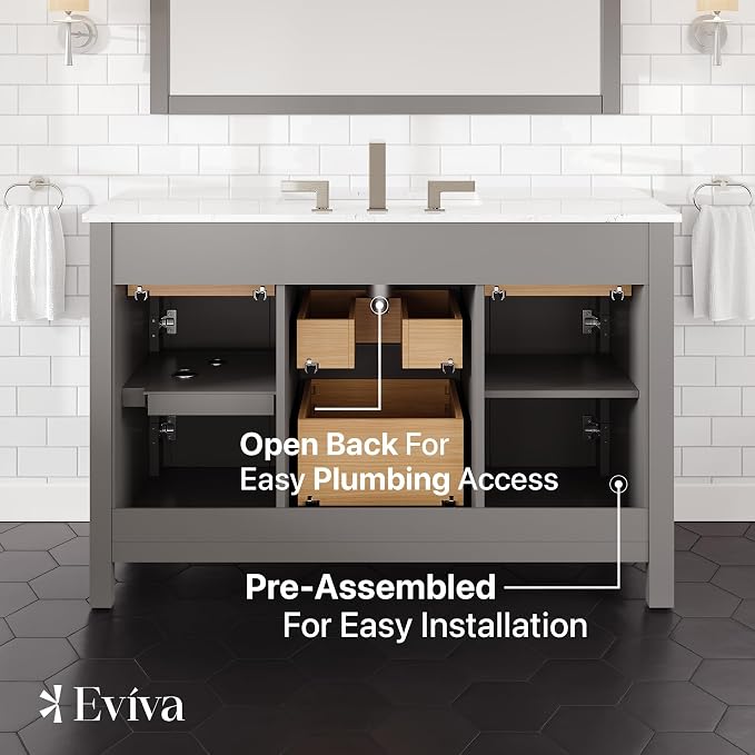 Artemis 48 in. Gray Single Sink Bath Vanity with Engineered Stone Top and Undermount Porcelain Sink