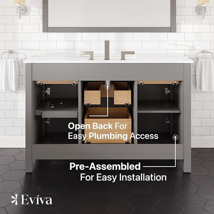 Artemis 48 in. Gray Single Sink Bath Vanity with Engineered Stone Top and Undermount Porcelain Sink