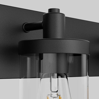 Aipsun Black Bathroom Light Fixtures Vintage Vanity Light for Bathroom Industrial Wall Sconce with Clear Glass Shade(Exclude Bulb)