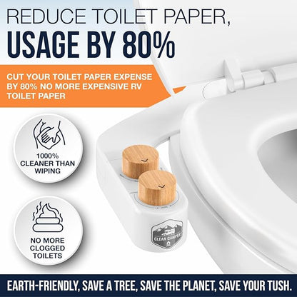 The Original RV Bidet Self-Cleaning Dual Nozzles | Non-Electric, Reversible Design | Easy Installation, RV Waterline Compatible | Adjustable Gentle Water Pressure | Eco-Friendly