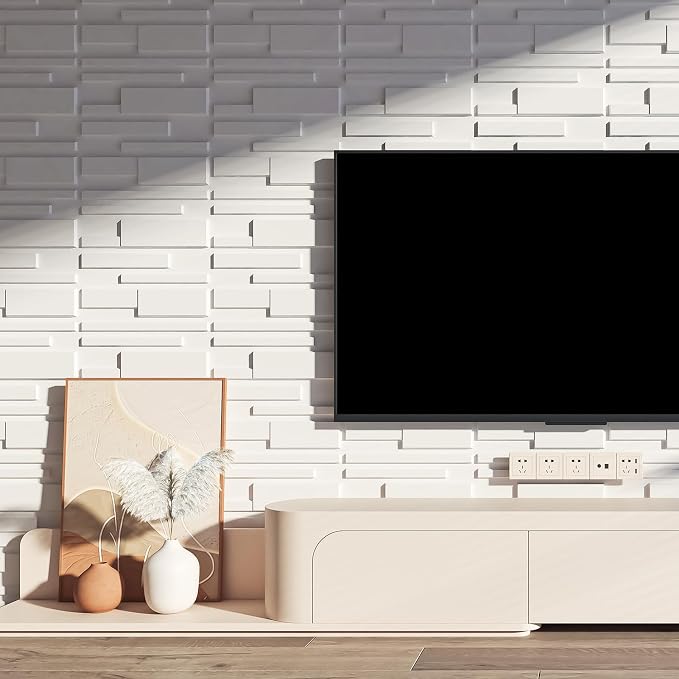 Art3d 20 Pack Decorative 3D Wall Panels, 19 Sq.Feet PVC Interior Wall Décor, 11.8"x11.8", White