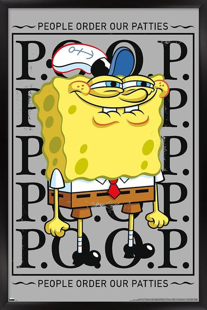 Trends International Nickelodeon Spongebob - P.O.O.P. Wall Poster, 22.4L x 14.7W, Black Framed Version
