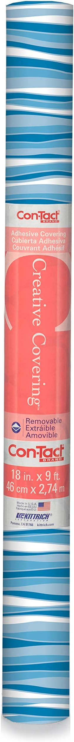 Con-Tact Brand Creative Covering, Self-Adhesive Shelf Liner, Multi-Purpose Vinyl Drawer Liner, Easy to Use and Apply, 18'' X 9', Wave Marina (Pack of 5)