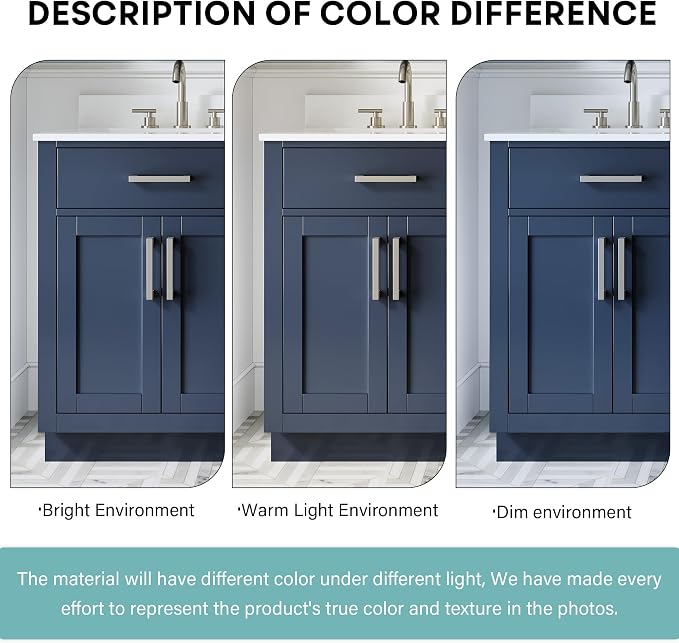 60-Inch Bathroom Vanity with Double Sinks W/ 4 Doors & 4 Drawers & 2 Flip Drawers, Navy Blue Vanity W/Brushed Nickel Handles