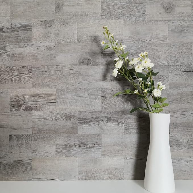 AULIGET 100 Piece Peel and Stick Backsplash PVC Tile, 3 Inch x 6 Inch Dover Gray Stick on Tiles for Backsplash Kitchen, Bathroom, Laundry Room, Camper, Fireplace