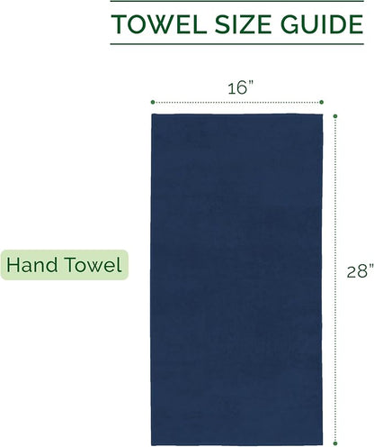 Elegant Comfort Luxury 100% Turkish Cotton Corduroy Ribbed 4 Pack Hand Towel Set 16 x 28 Inch - Absorbent, Super Soft, Quick Dry, Premium Towels for Bathroom, Gym, Spa and Hotel Use, Navy
