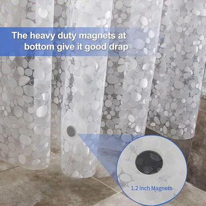 Shower Curtain Liner 76 inch Long, Waterproof Plastic Heavy Duty Shower Curtain with 3 Weighted Magnets, Pebble Pattern No Chemical Smell Shower Stall Curtain Liner, 72W x 76 L Inches