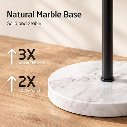 KES 40" Black Standing Towel Rack for Bathroom with Weighted Marble Base | Free Standing Pool Towel Rack Outdoor, 3 Swivel Bars, Premium 18/8 Stainless Steel, BTH219-BK