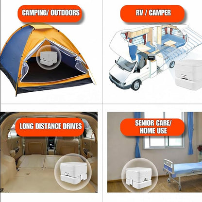 SEAFLO Premium Camping Portable Toilet - 5.8 Gallon Waste 3.43 Gall Fresh Tank (100 Flushes), 440 lbs Max Weight, Level Indicator, Sealed Waste Tank for RV, Boat, Elderly, Off-Grid, 4-Year Warranty