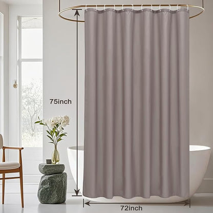 AooHome Shower Curtain Liner, Fabric Bathroom Curtain with Hooks for Hotel, Weighted Hem, Water Repellent, Chocolate, 72 x 75 Inch