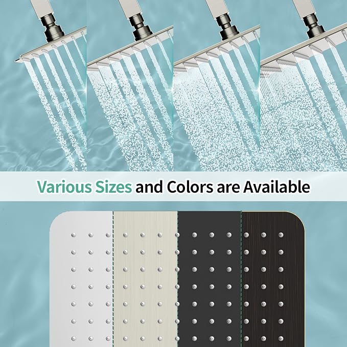 SR SUN RISE 12 Inch Rain Shower Head, High Pressure Rainfall Showerhead Large Waterfall Shower Head Ultra Thin Water Saving, Brushed Nickel 304 Stainless Steel
