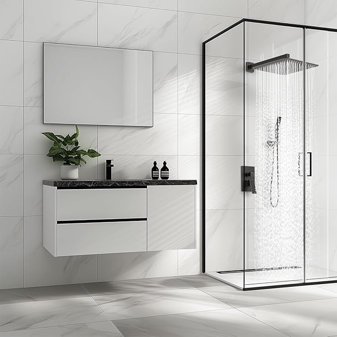 SR SUN RISE Luxury 16 Inch Extra Large Square Stainless Steel Shower Head High Pressure Rainfall Showerhead Ultra Thin Water Saving Oil Rubbed Bronze 2.5 Gpm