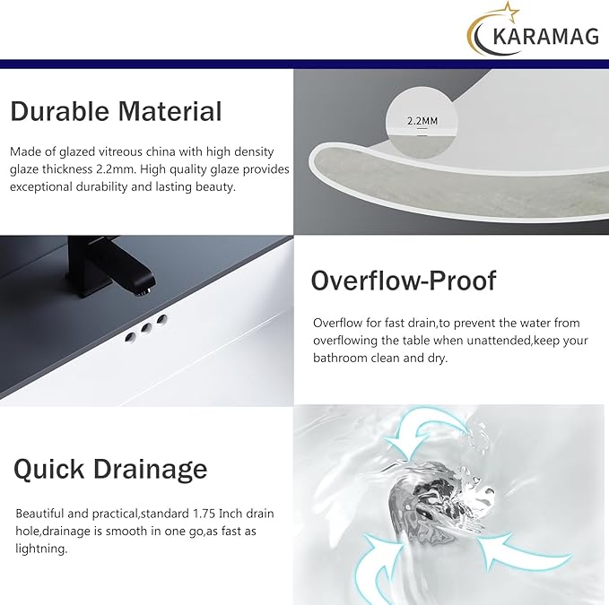 22 Inch Undermount Bathroom Sink Rectangle Undermount Sink White Ceramic Under Counter Bathroom Sinks with Overflow (21.8"x14.0")