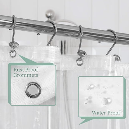 Mrs Awesome 72x75 Long Shower Curtain Liner Clear | 3 Bottom Magnets,12 Rustproof Grommets,Water Proof Lightweight PEVA,72W x 75H for Bathroom Long Size